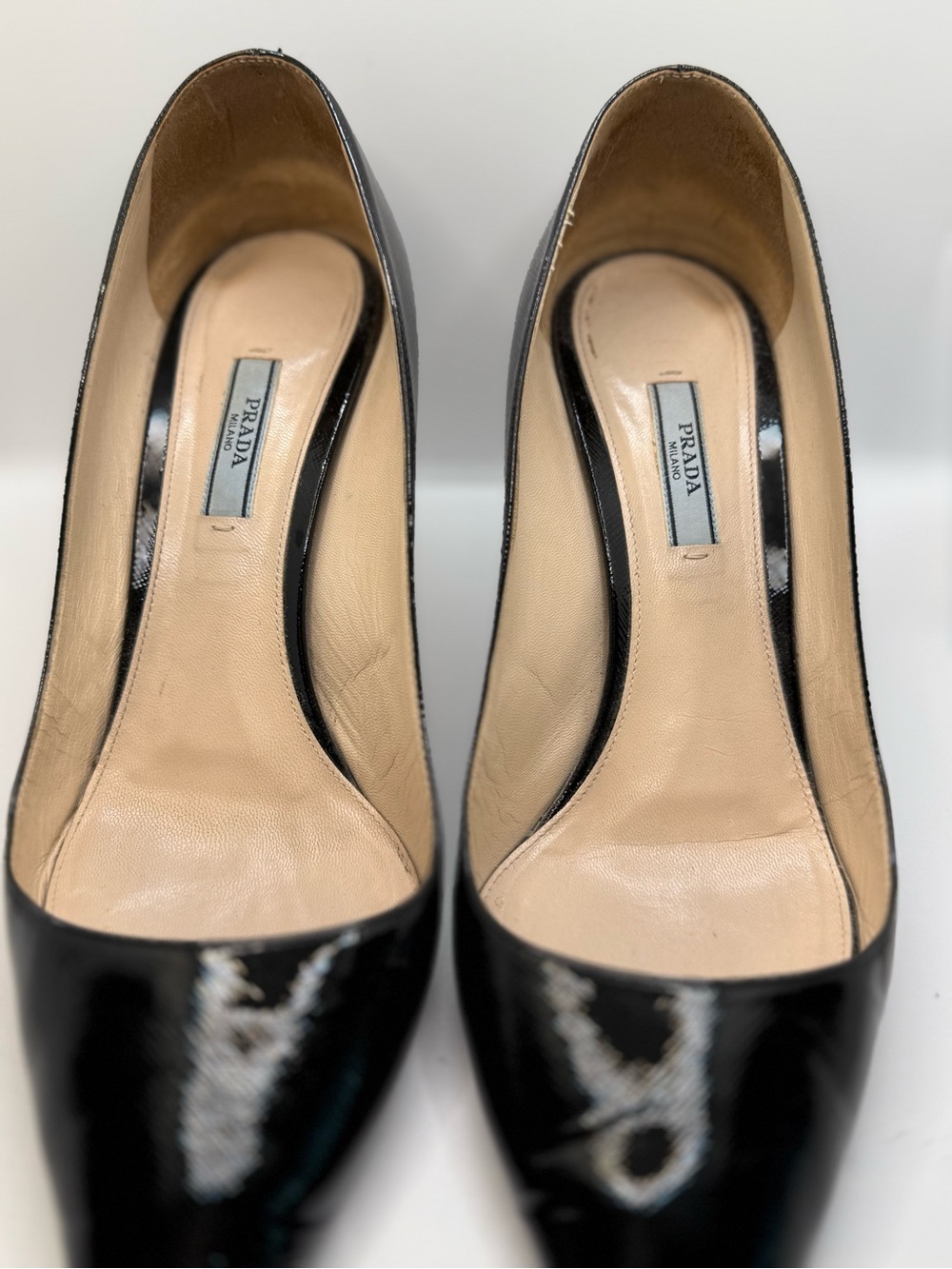 Prada Black Patent Textured Pointed-Toe Pumps Size: EU 41.5 Originally $1,100+! - Picture 7 of 12